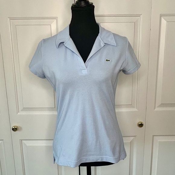 Lacoste Light Blue Collared Polo Shirt in Size 40 /L - Picture 3 of 5